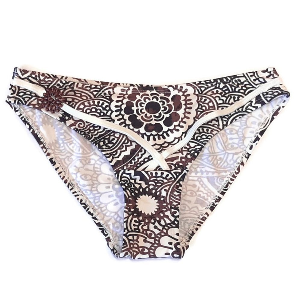 3/$20 NEW Kris Line Strappy Bikini Bottom Wood Accent Boho Tribal Medallion